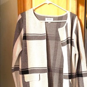 Sweater, checkered, with silver thread
